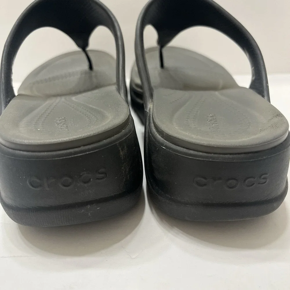 Crocs Women's Boca Wedge Flip Flop Sandals Black 10